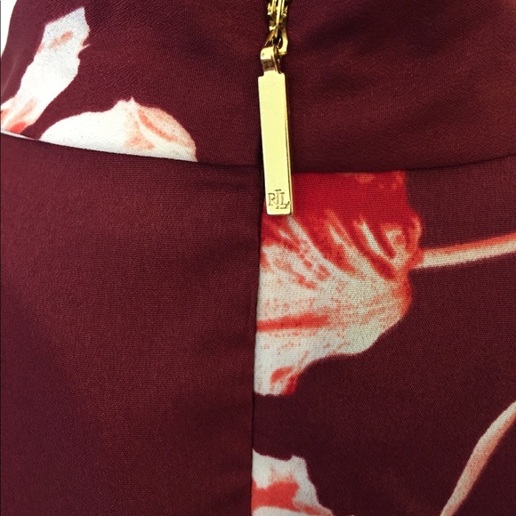 LAUREN RALPH LAUREN FLORAL PRINT BURGUNDY DRESS - Picture 8 of 8